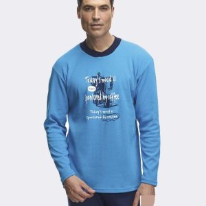 Pijama punto felpa hombre dibujo cafetera