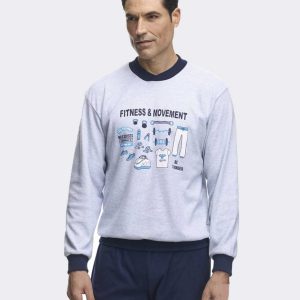 Pijama hombre punto felpa gruesa dibujos fitness