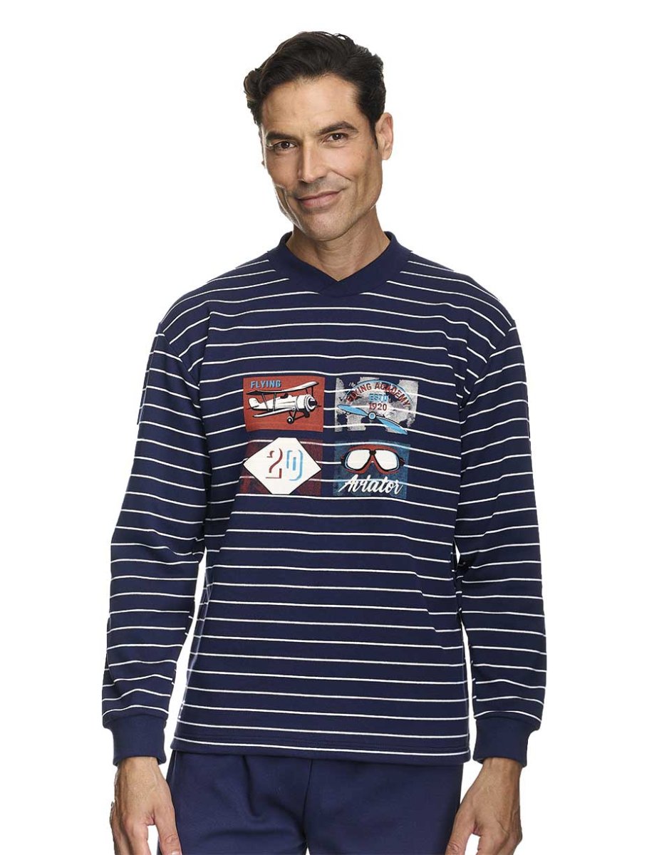 pijama hombre punto felpa con dibujos avión