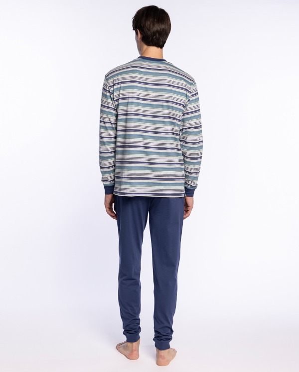 Pijama de Hombre de Algodón con Rayas Refinement Punto Blanco. 34688 - Imagen 3