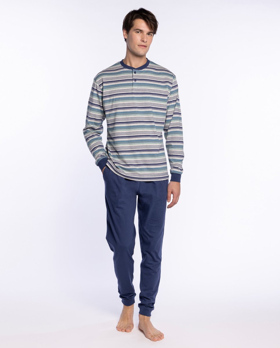 Pijama de Hombre de Algodón con Rayas Refinement Punto Blanco. 34688 - Imagen 2