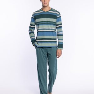 Pijama de Hombre de Algodón con Rayas Versatility Punto Blanco. 34699