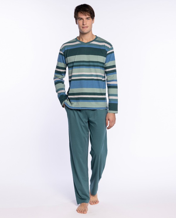 Pijama de Hombre de Algodón con Rayas Versatility Punto Blanco. 34699 - Imagen 2