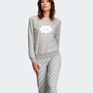 Pijama mujer punto felpa grueso con nubes