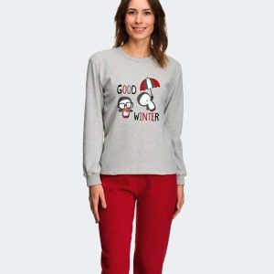 Pijama mujer punto felpa grueso con pingüinos