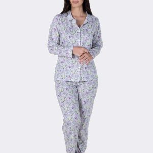 Pijama mujer punto fino algadón ABIERTO largo estampado floral