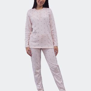 Pijama mujer  tapeta 4 botones rosa estampado florecitas