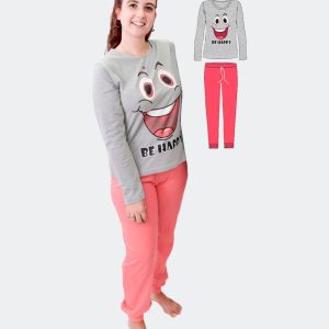 Pijama mujer punto fino con cara sonriente