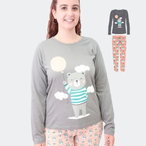 Pijama mujer punto fino dibujo con corazones