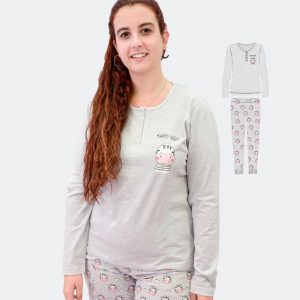 Pijama mujer punto fino punto con dibujo de zebra
