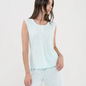 Pijama de Verano Lohe de Punto Verde con Estrellitas  V263785