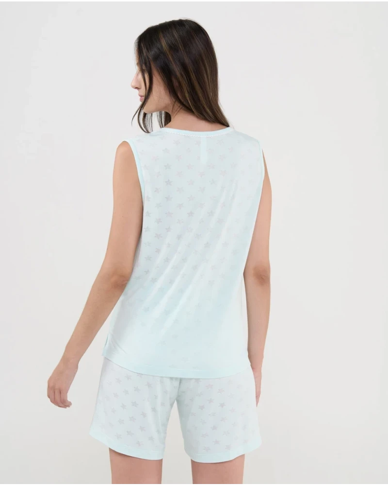 Pijama de Verano Lohe de Punto Verde con Estrellitas V263785 - Imagen 3