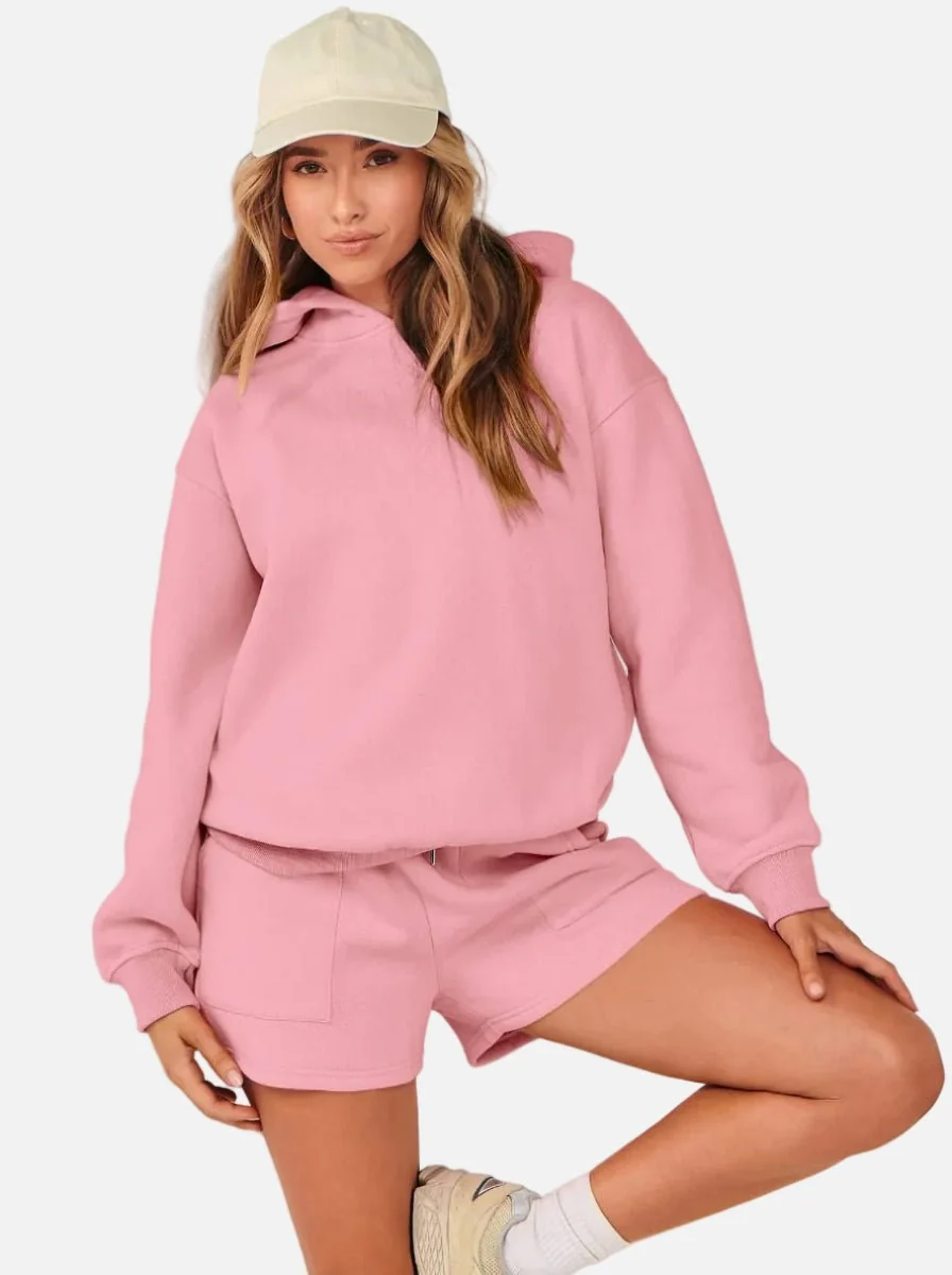 Women's Casual Hoodie & Shorts Set - Imagen 8