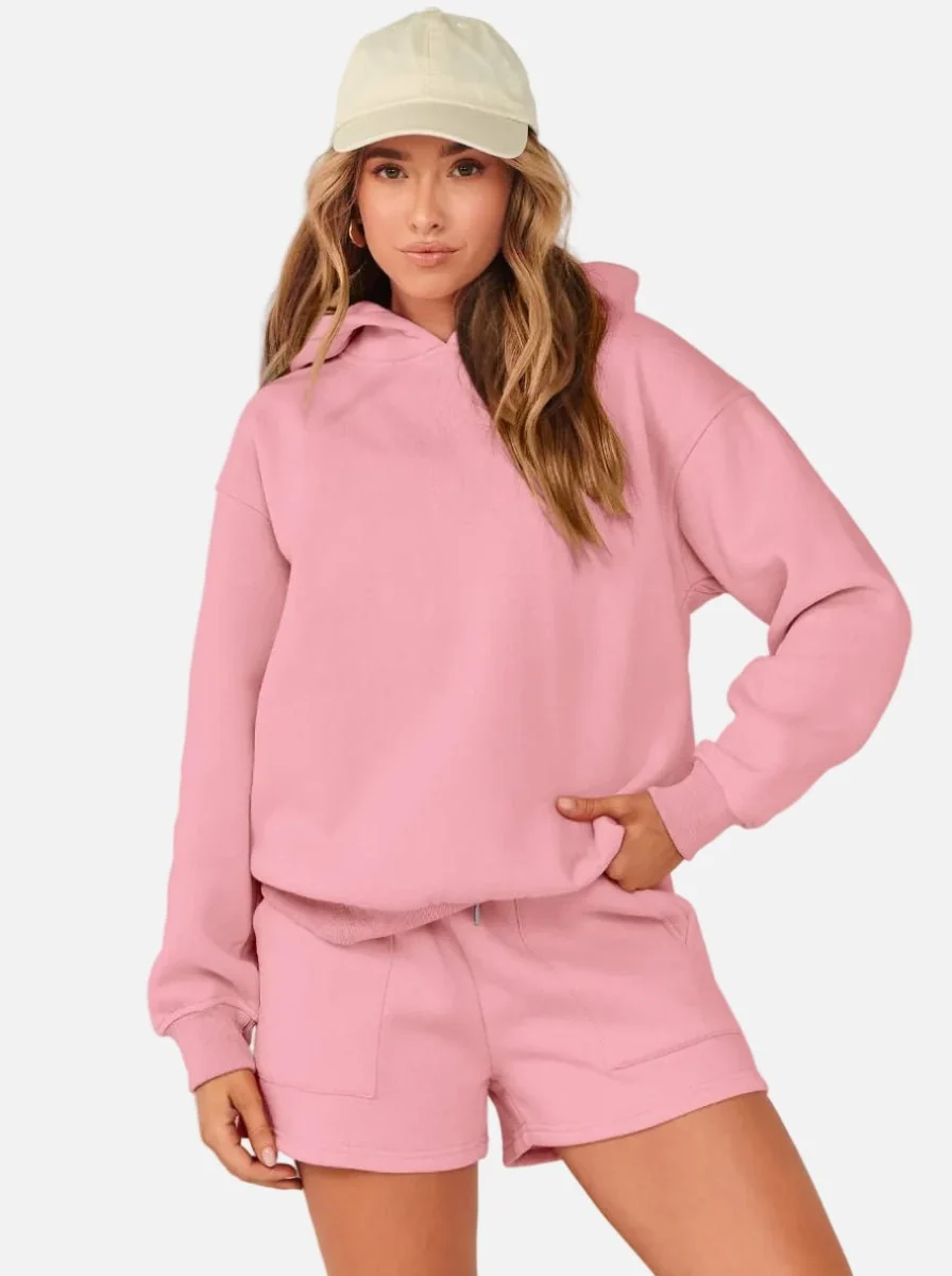 Women's Casual Hoodie & Shorts Set - Imagen 7