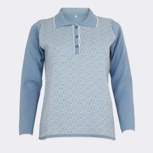 Polo mujer punto INVIERNO delantero estampado geométrico