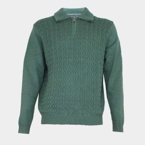 Polo hombre punto con cremallera relieve geométrico