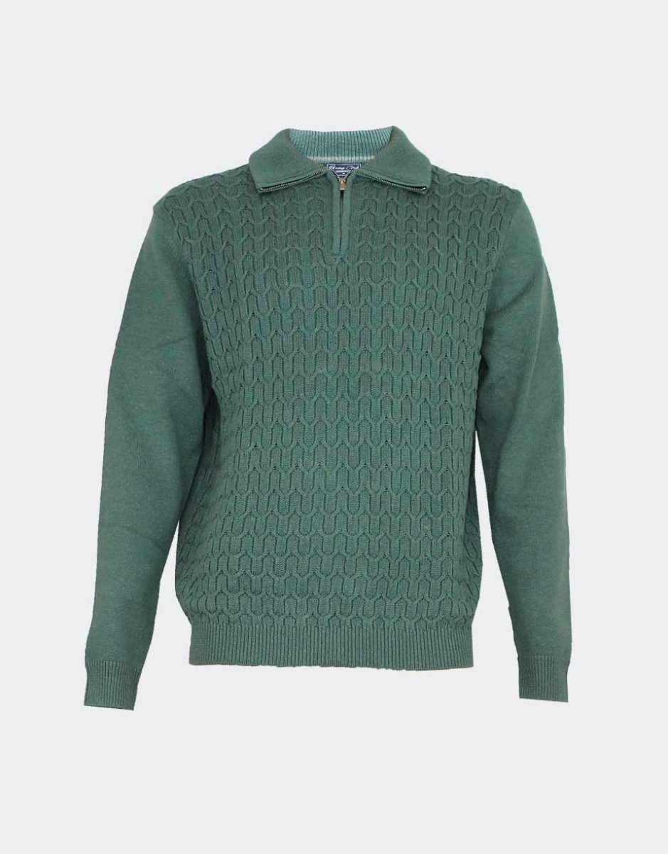 Polo hombre punto con cremallera relieve geométrico