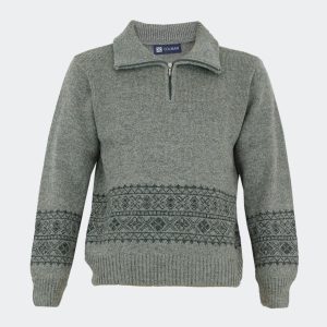 Jersey polo hombre punto grueso jaspeado con cenefa en la parte inferior