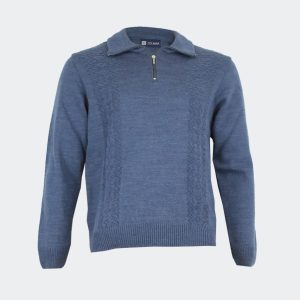 Jersey polo hombre con cremallera de punto con cenefa en relieve lateral