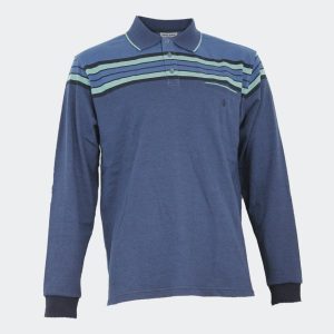 Polo hombre punto fino con bolsillo, detalle de rayas en la parte del pecho