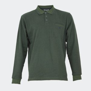Polo hombre punto fino con bolsillo de rallas
