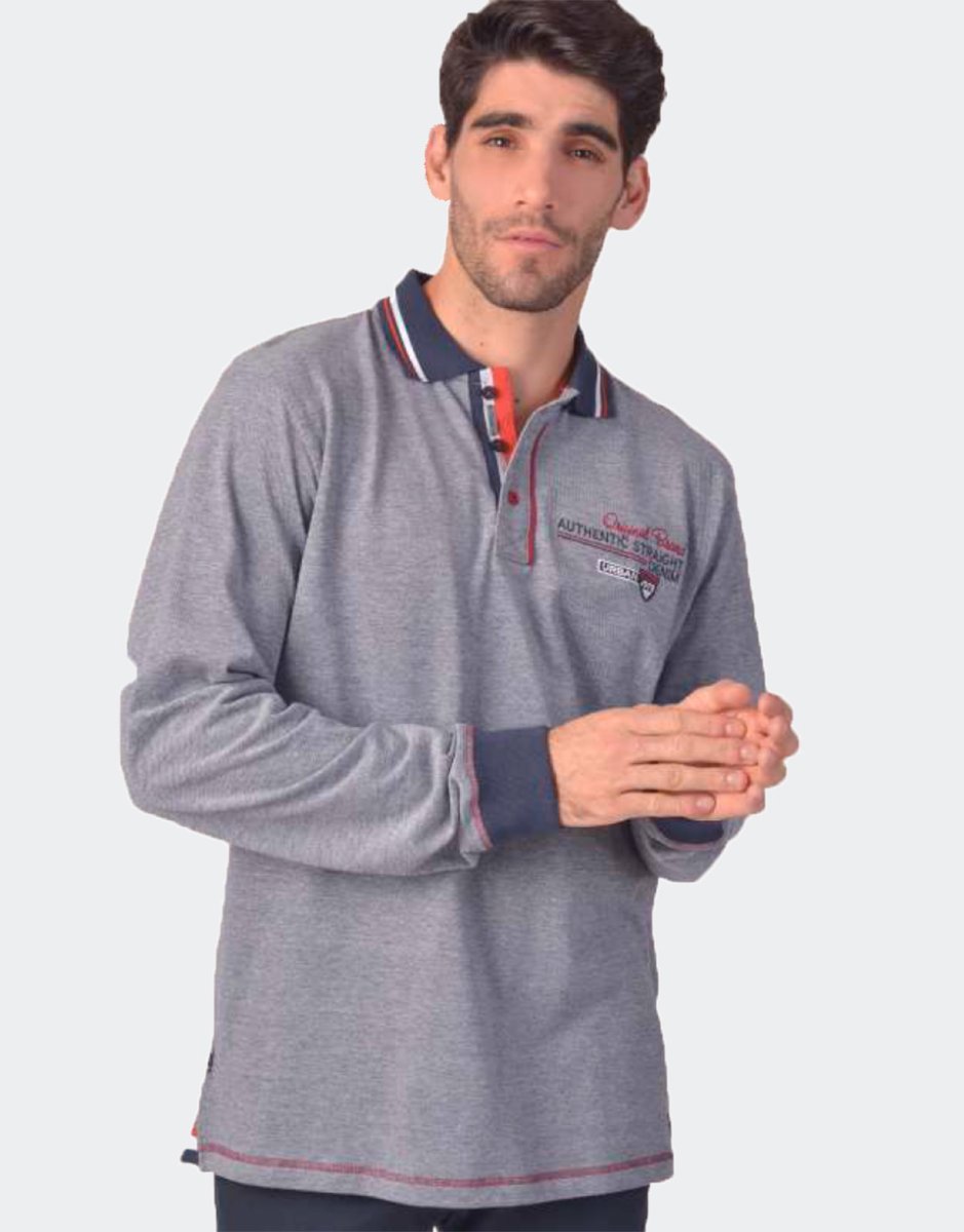 Polo sport hombre punto piqué manga larga detalle bordado en pecho ‘Original Brand PRIVATA’ - Imagen 2