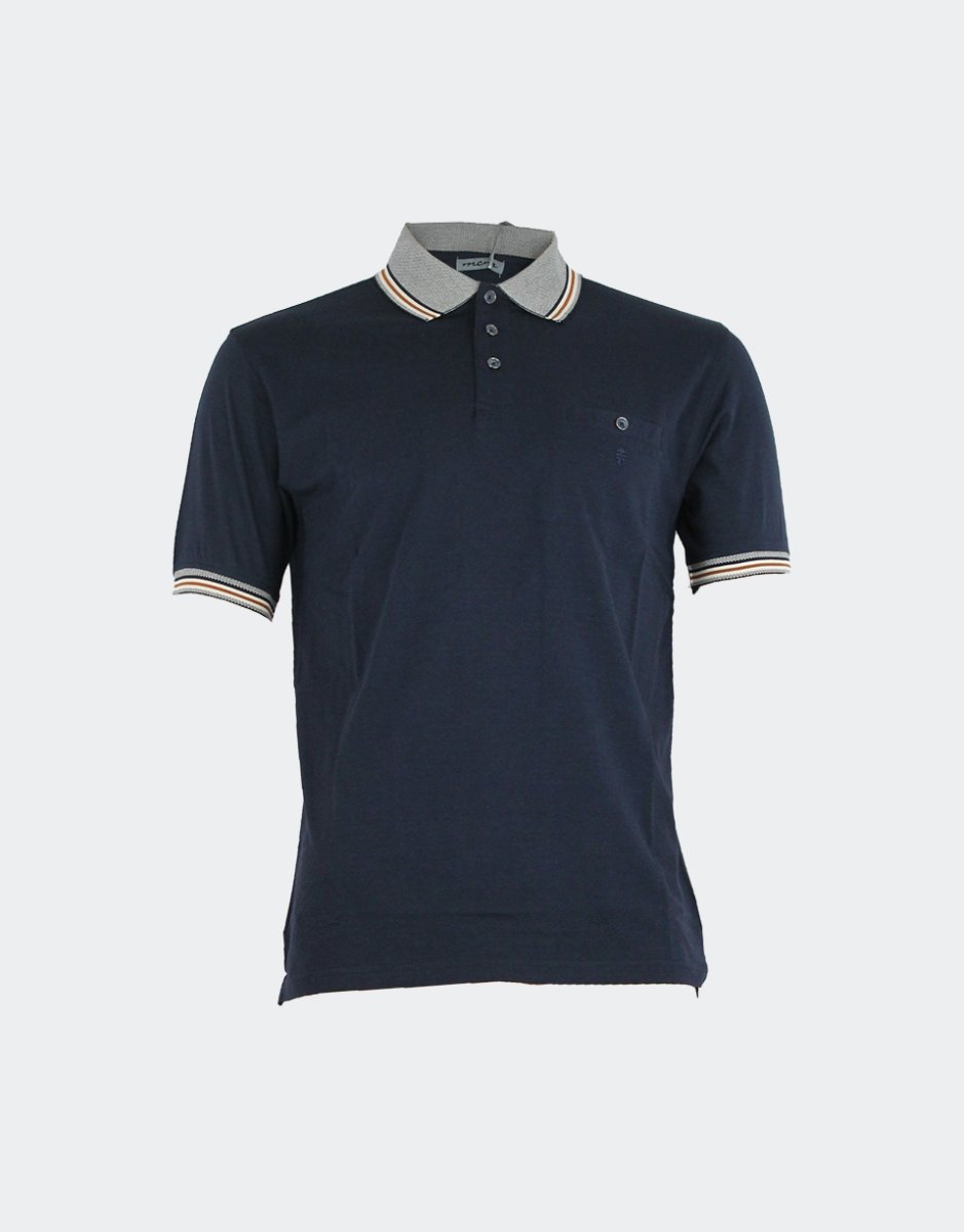 Polo hombre punto manga corta color liso con cuello y detalle mangas jaspeado con tres franjas - Imagen 2