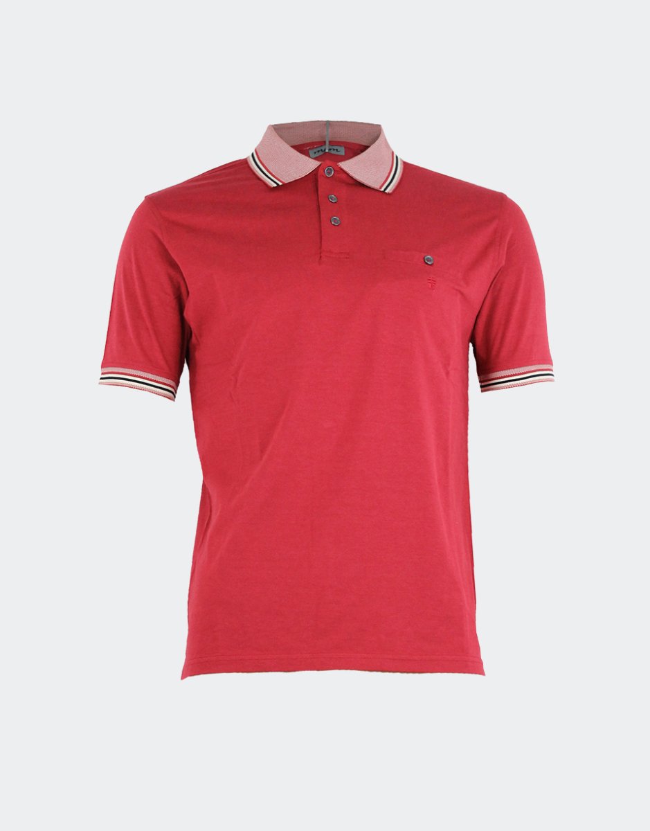 Polo hombre punto manga corta color liso con cuello y detalle mangas jaspeado con tres franjas - Imagen 4