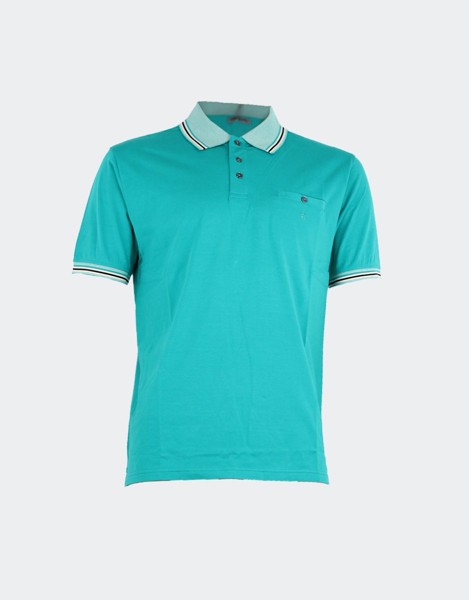 Polo hombre punto manga corta color liso con cuello y detalle mangas jaspeado con tres franjas - Imagen 3
