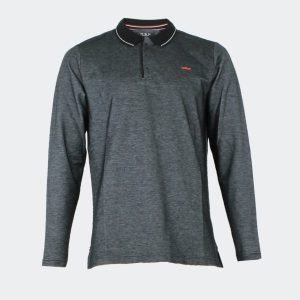 Polo hombre manga larga negro chispeado