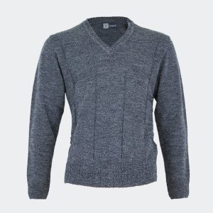 Pullover hombre jaspeado con cuadros en relieve en el delantero
