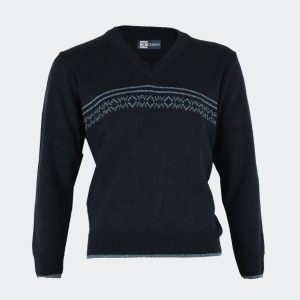 Pullover hombre con dibujo de cenefa combinado de color en el delantero
