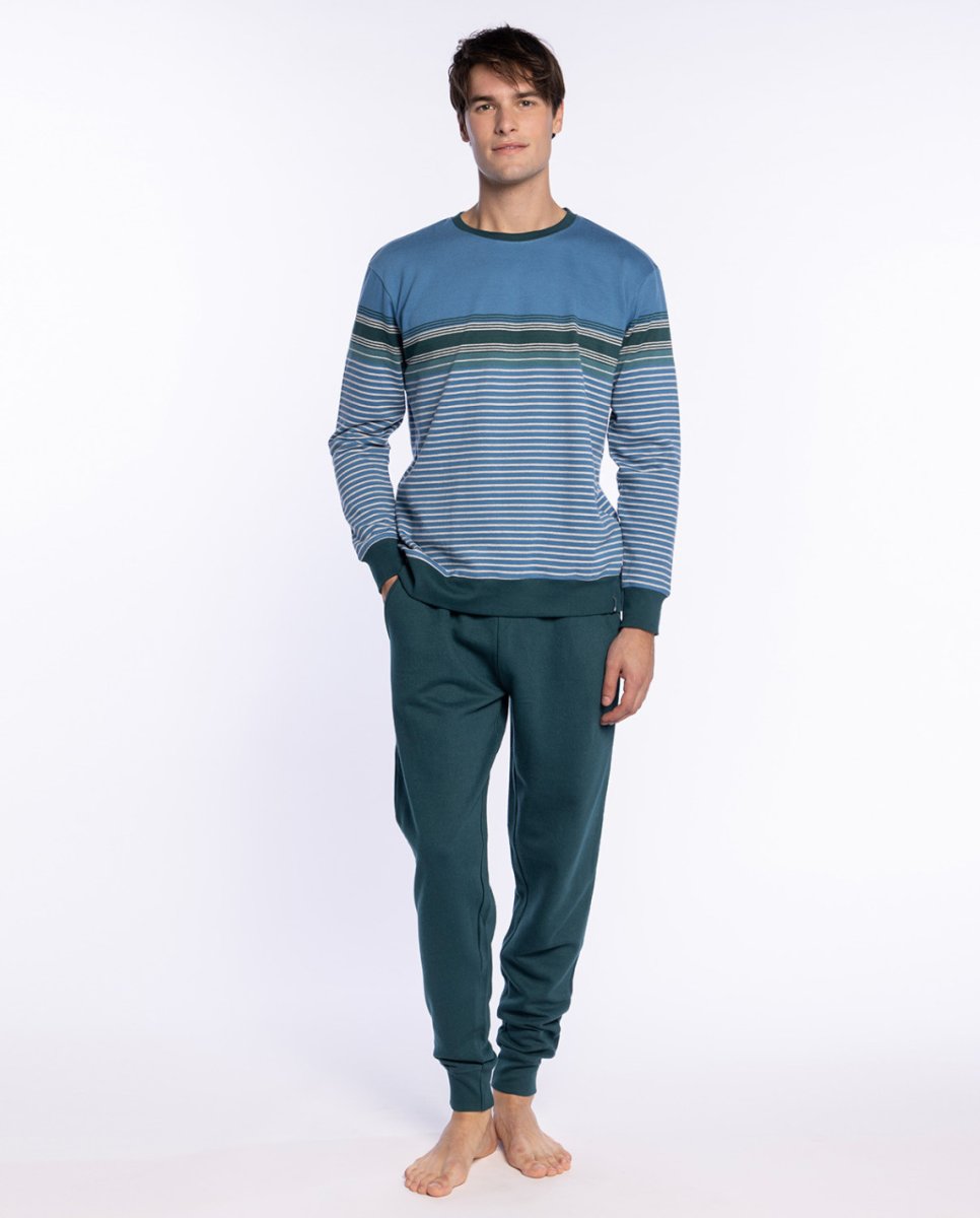 Pijama Largo de Felpa con Rayas , Versatility de Punto Blanco. 3470070 - Imagen 2