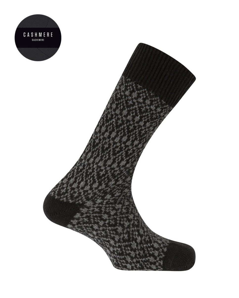 Calcetines de Cashmere/Lana Cenefa Bicolor de Punto Blanco. 73894