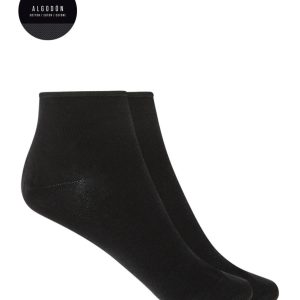 Pack de 2 Pares de Calcetines de Algodón con Puño Roulé Lisos de Punto Blanco. 15478