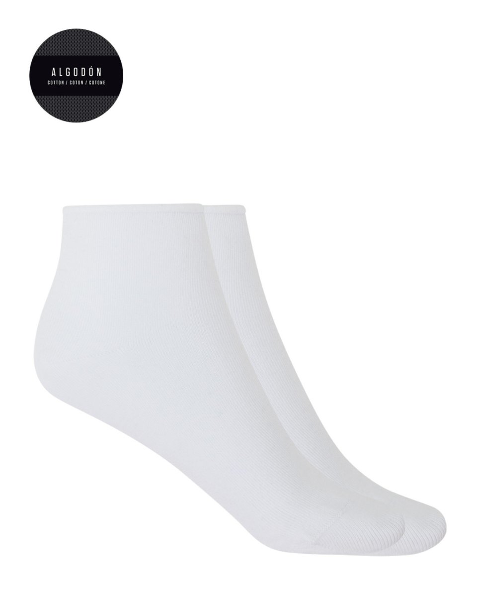 Pack de 2 Pares de Calcetines de Algodón con Puño Roulé Lisos de Punto Blanco. 15478 - Imagen 3