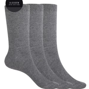 Pack de 3 Pares de Calcetines de Algodón Lisos – Basix- Punto Blanco. 16696-10