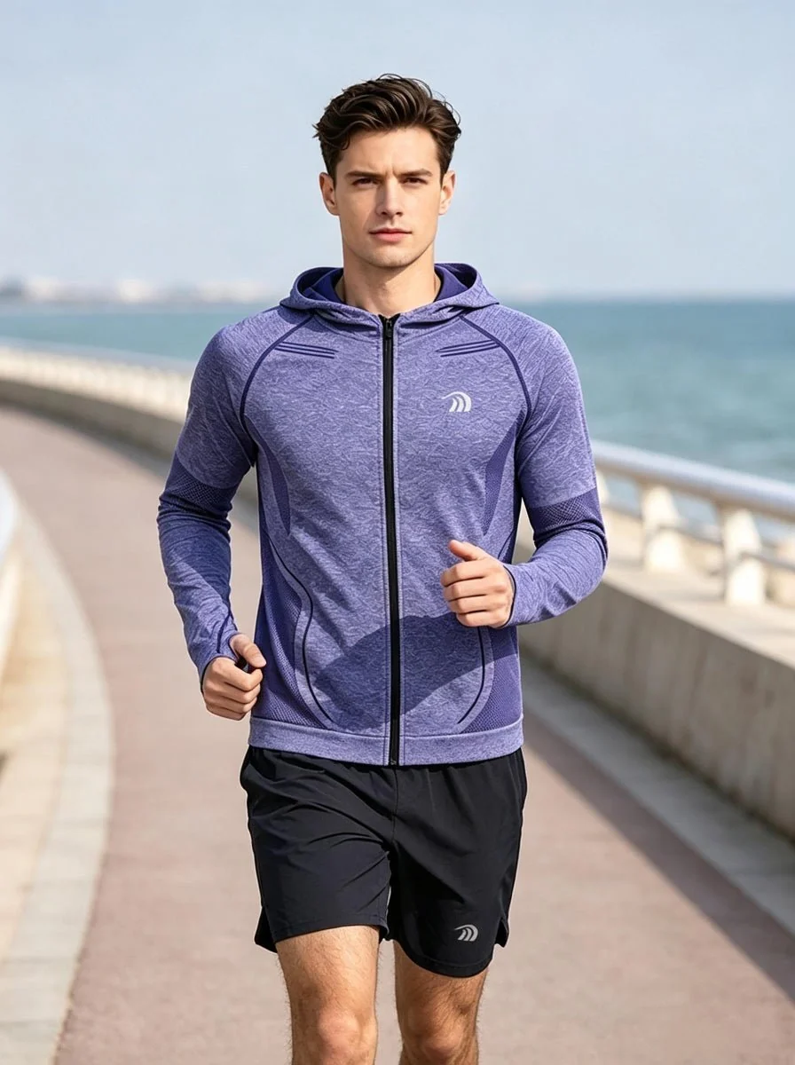 Men’s Seamless Hooded Athletic Jacket - Imagen 2
