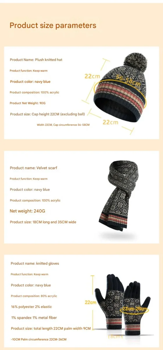 Knitted Beanie, Scarf and Gloves Set - Imagen 9