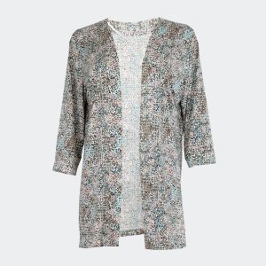 Sobrecamisa mujer punto estampado jaspeado en tonos rosados y marrones