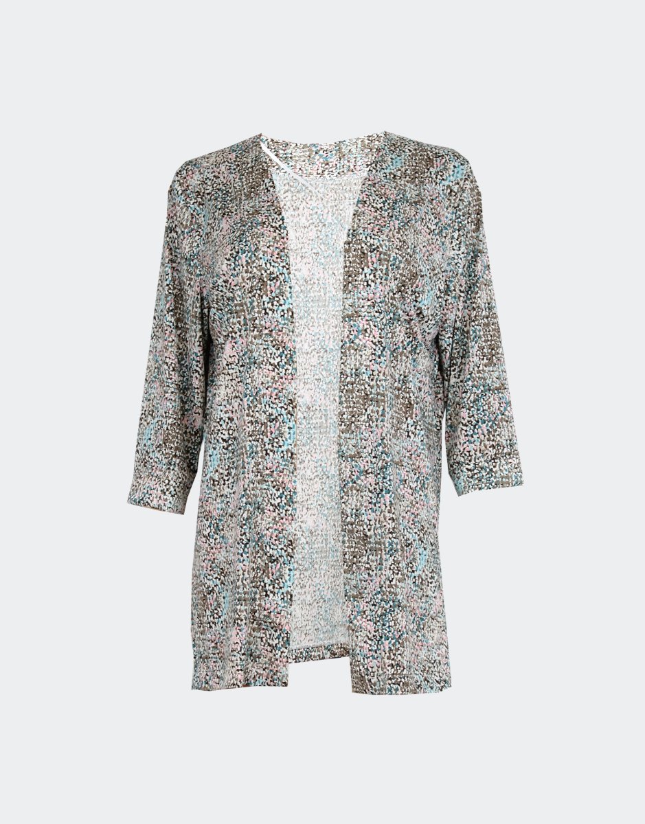 Sobrecamisa mujer punto estampado jaspeado en tonos rosados y marrones - Imagen 2