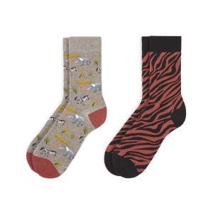 Pack 2 Pares Calcetines Animal Print Cebra. Soxland
