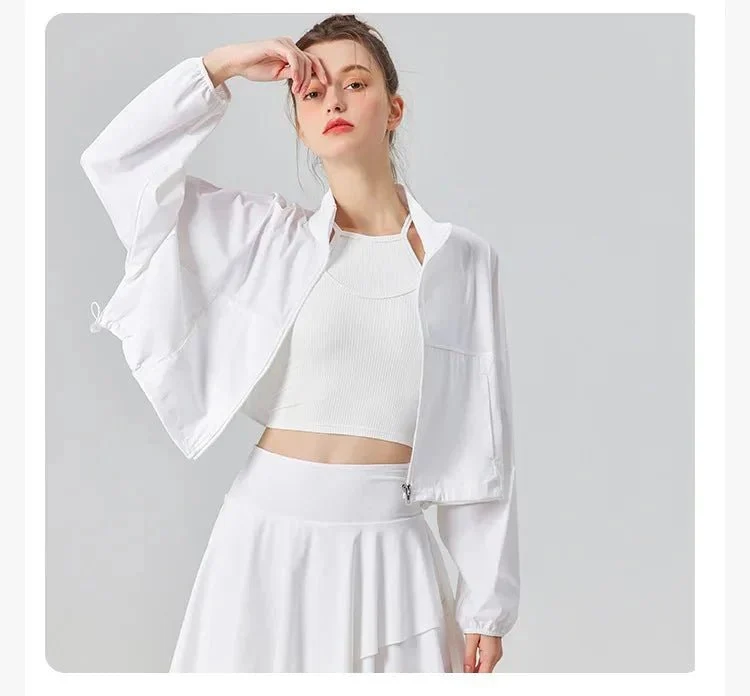Stand Collar UPF50+ Crop Sport Jacket - Imagen 5