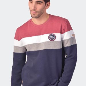 Sudadera básica cuello redondo con puño tricolor con logo PRIVATA