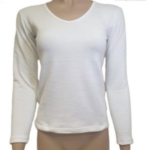 Camiseta Manga Larga Mujer Cuello Pico Thermo Nature Afelpada de Textil Lloréns. 4431
