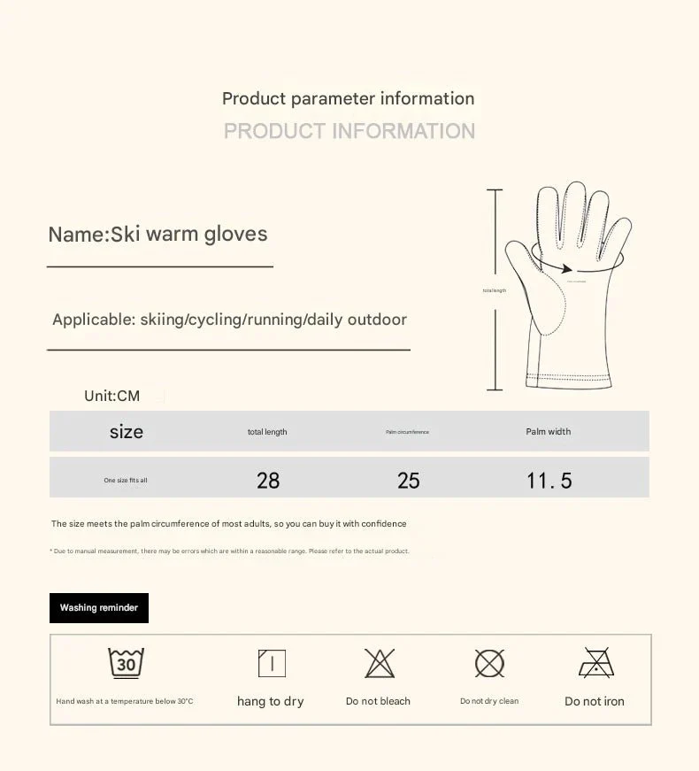 Women's Fleece Waterproof Thermal Ski Gloves - Imagen 9