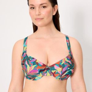 Top de Bikini Reductor Estampado Hojas con Aros – Referencia 83434