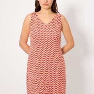 Vestido Midi Ysabel Mora 86238: Corte Recto Estampado Étnico con Espalda Cruzada – Edición Tallas Amplias