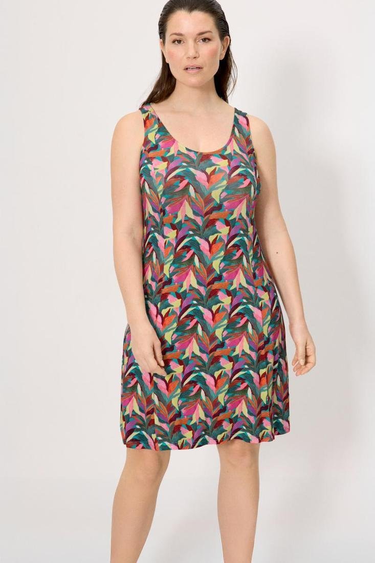 Vestido Midi con Vuelo Ysabel Mora 86255: Manga Corta, Escote en Pico y Estampado de Hojas