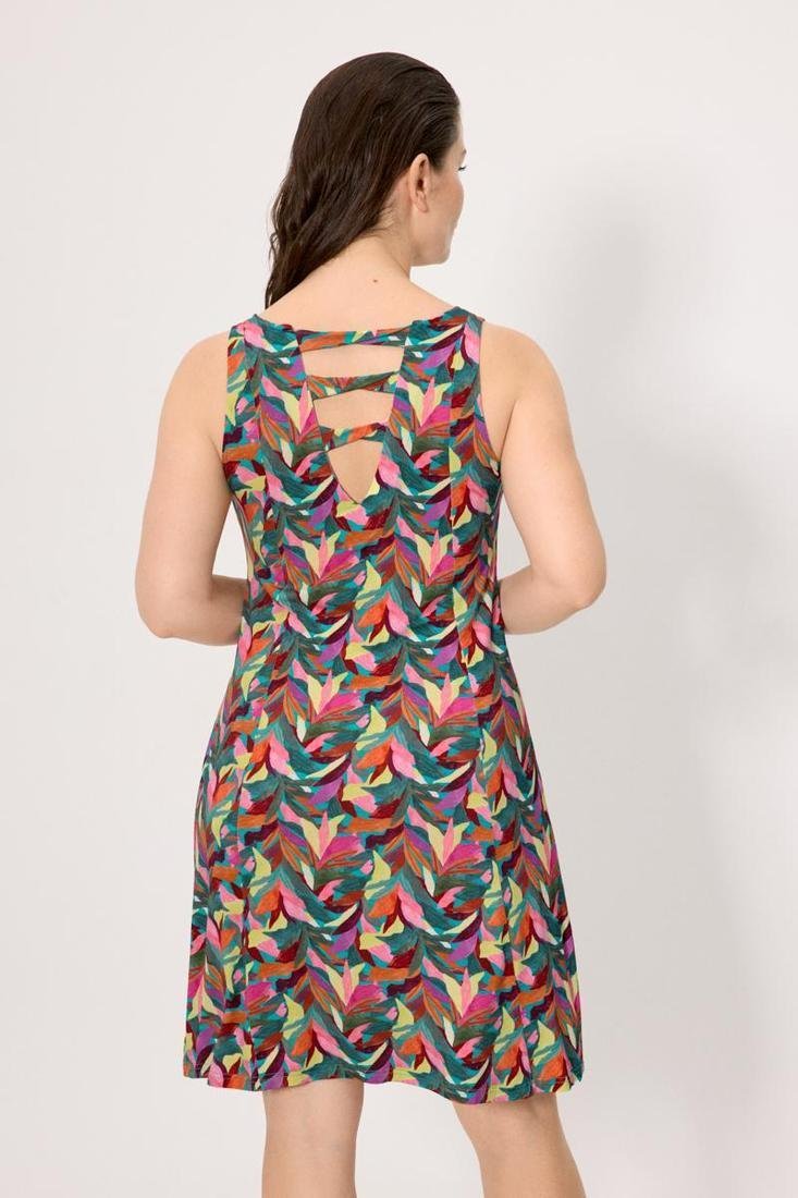 Vestido Midi con Vuelo Ysabel Mora 86255: Manga Corta, Escote en Pico y Estampado de Hojas - Imagen 3